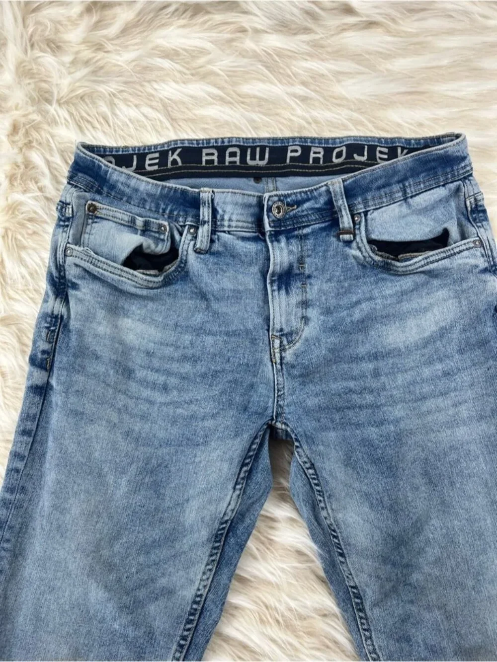 Projek Raw Jeans Men's 34x30 Mid Rise Straight Leg Light Wash
